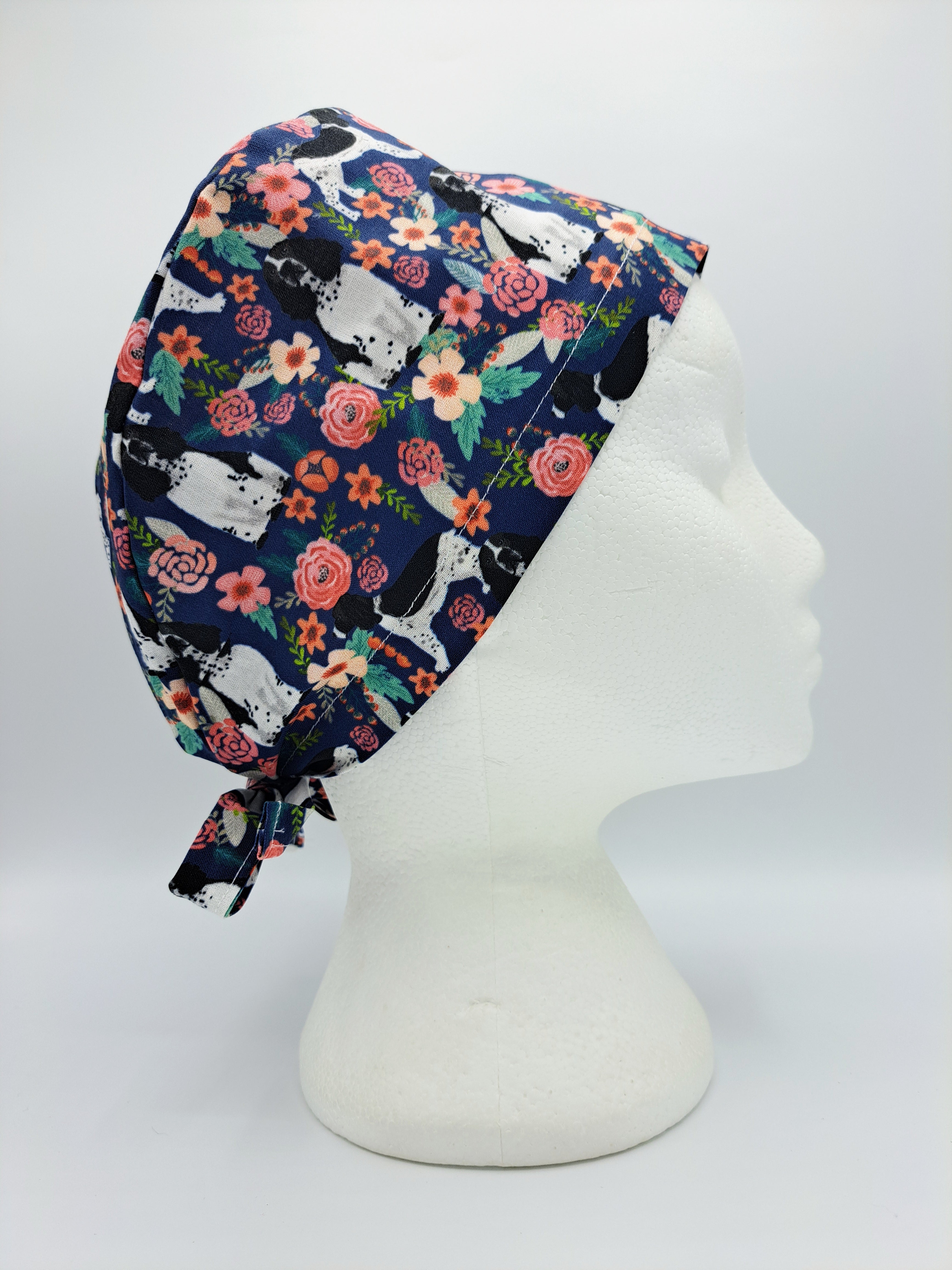 English Springer Spaniels on Dark Blue Scrub Hat Cap