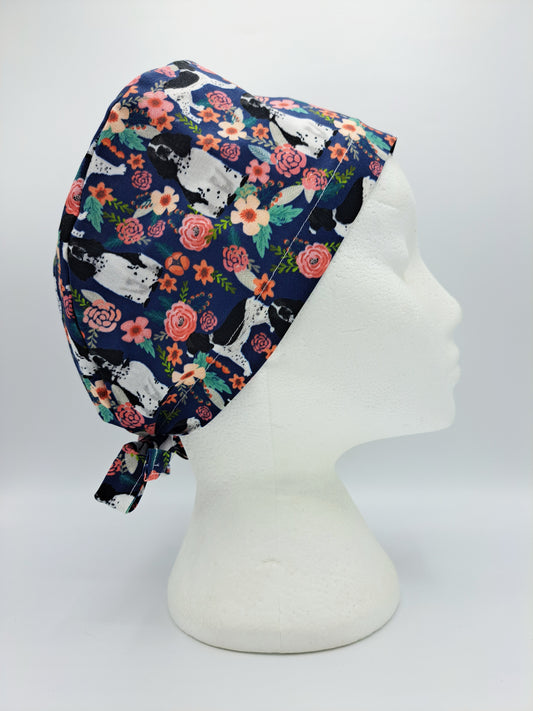 English Springer Spaniels on Dark Blue Scrub Hat Cap