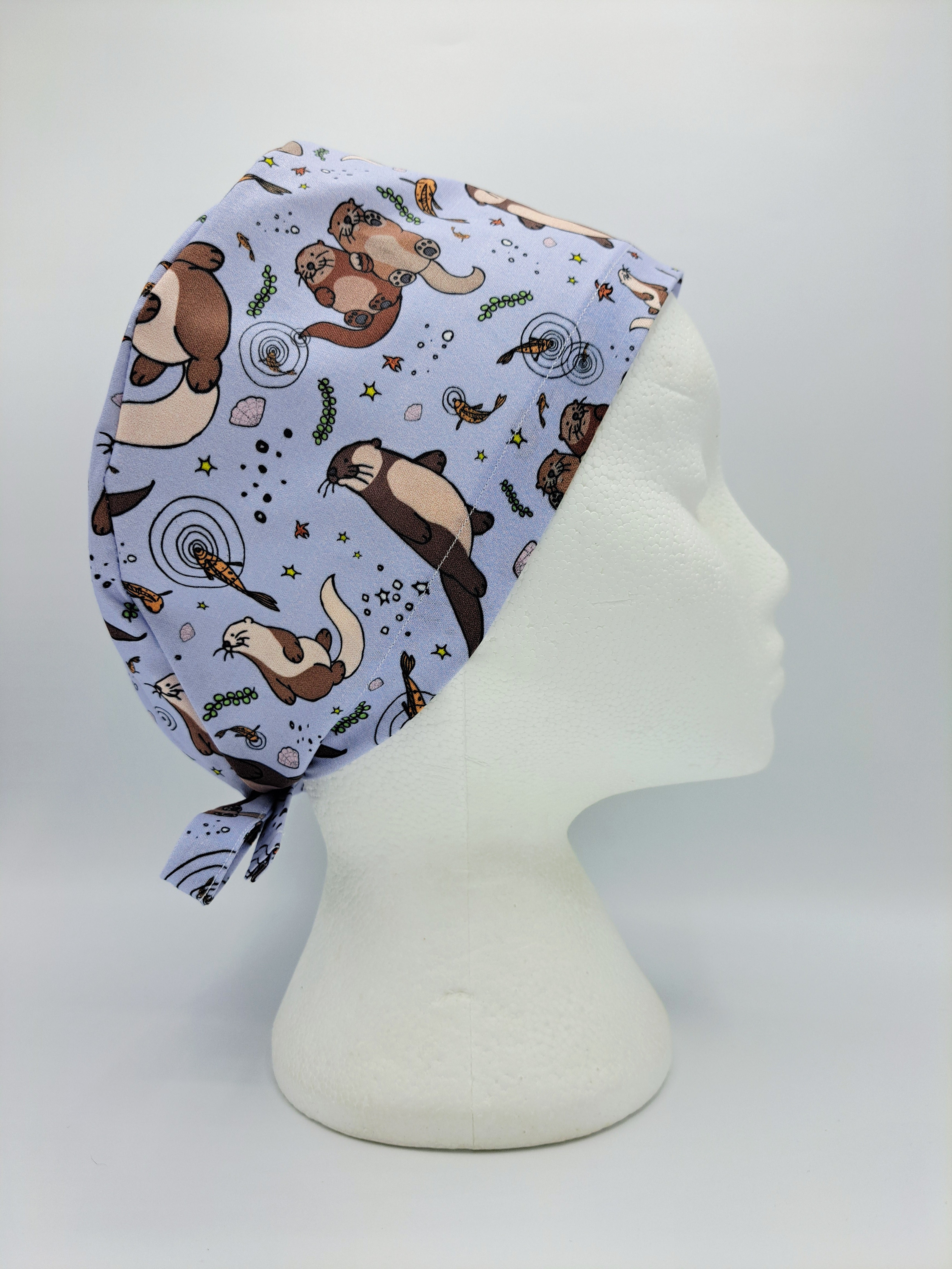 Otters on Purple Scrub Hat Cap
