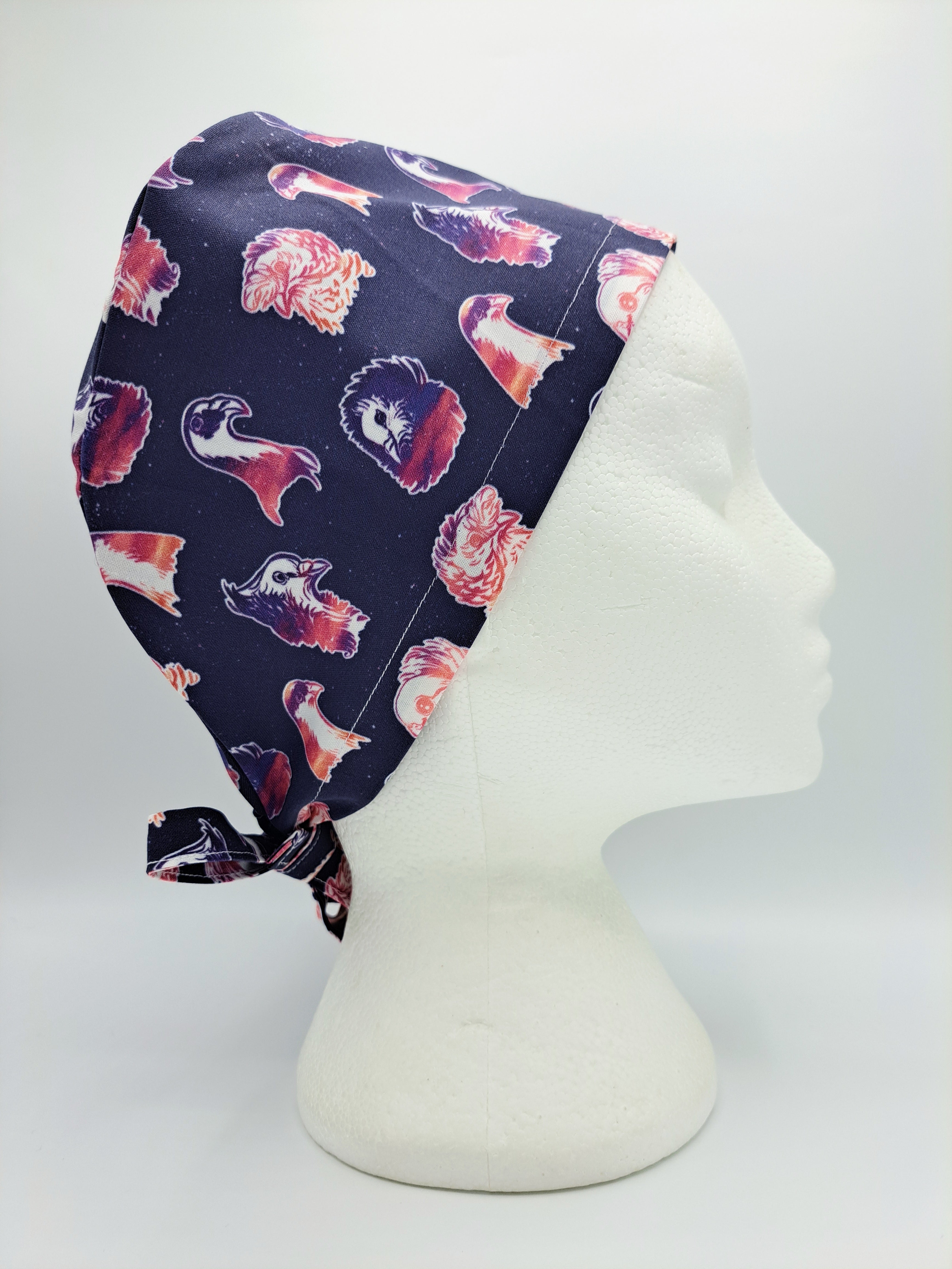 Fancy Pigeons on Purple Scrub Hat Cap