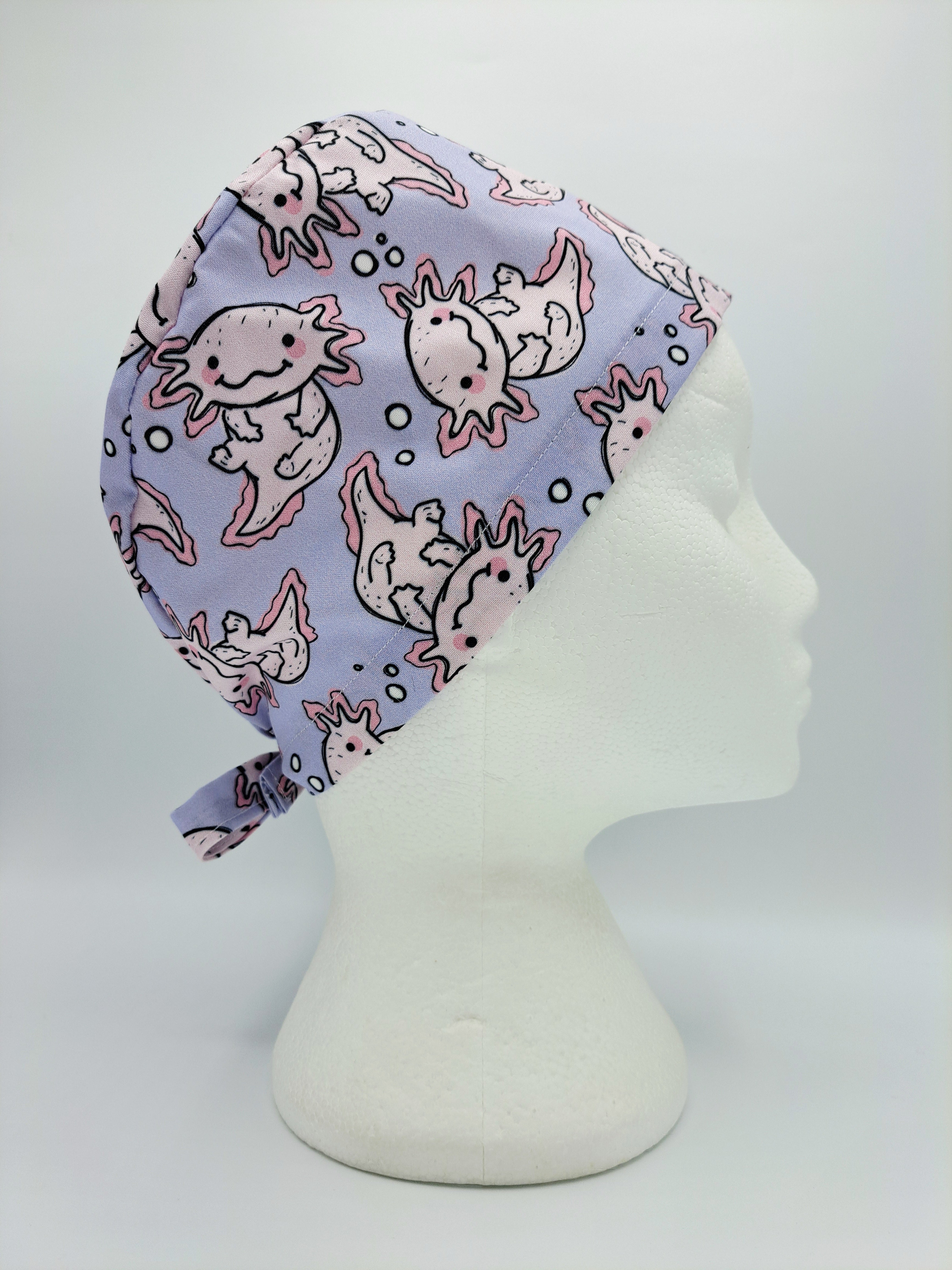 Axolotyls on Lavender Scrub Hat Cap