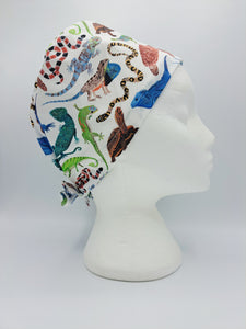 Reptiles on White Scrub Hat Cap
