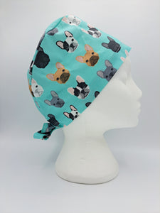 Frenchie Faces on Mint Scrub Hat Cap