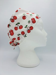 Cherries on White Scrub Hat Cap
