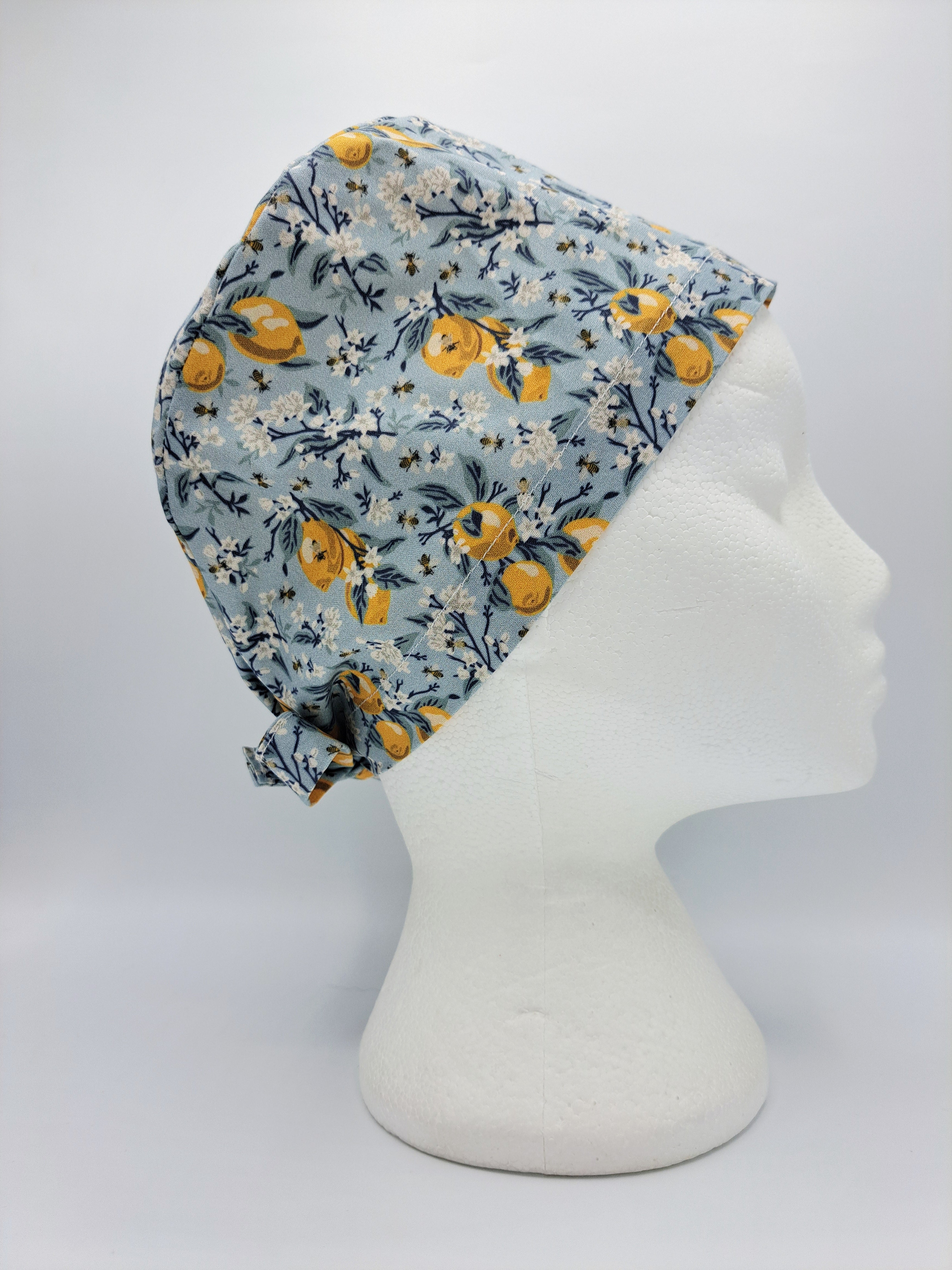 Lemons and Bees Scrub Hat Cap