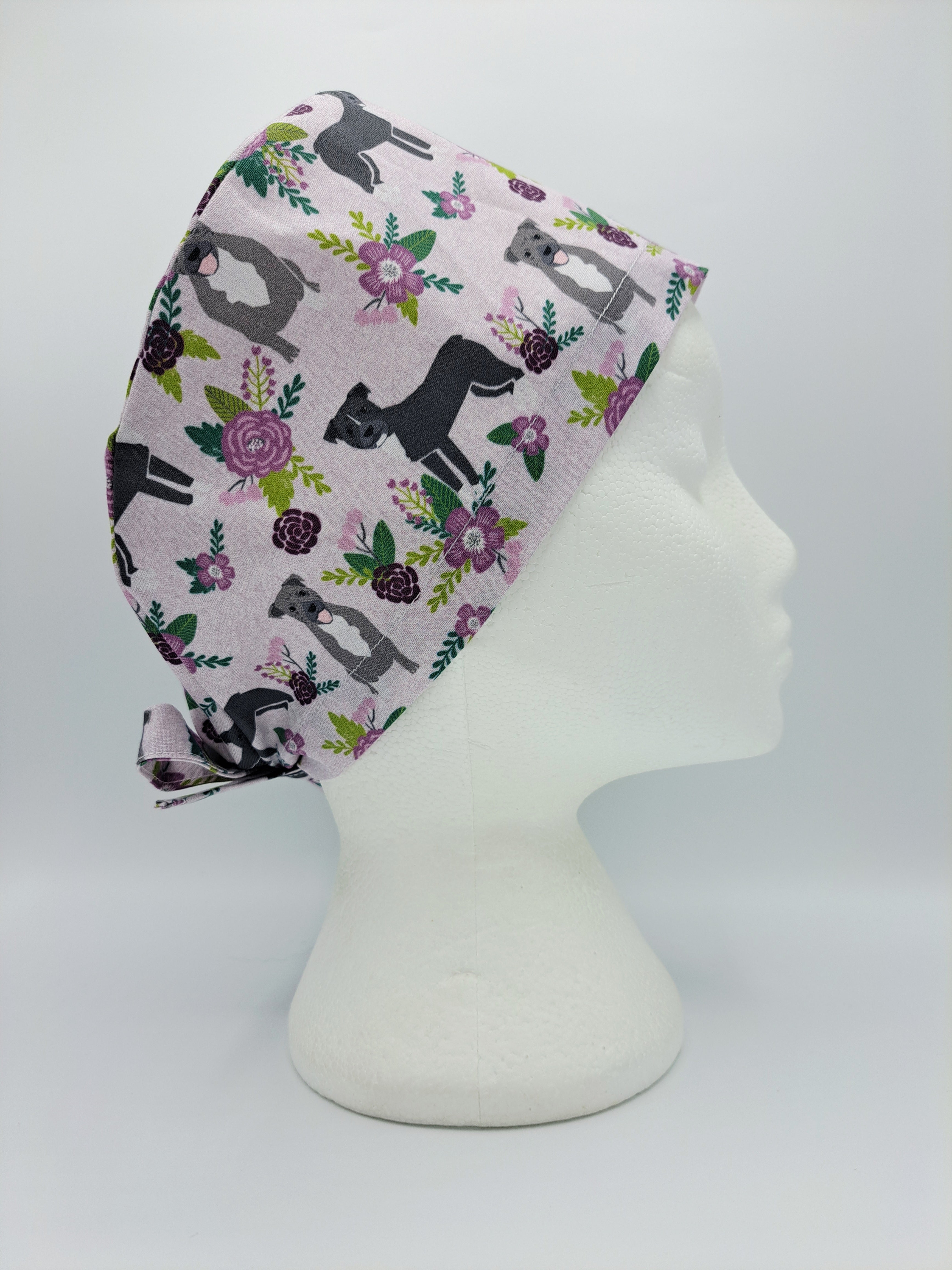 Staffordshire Bull Terriers on Lavender Scrub Hat Cap