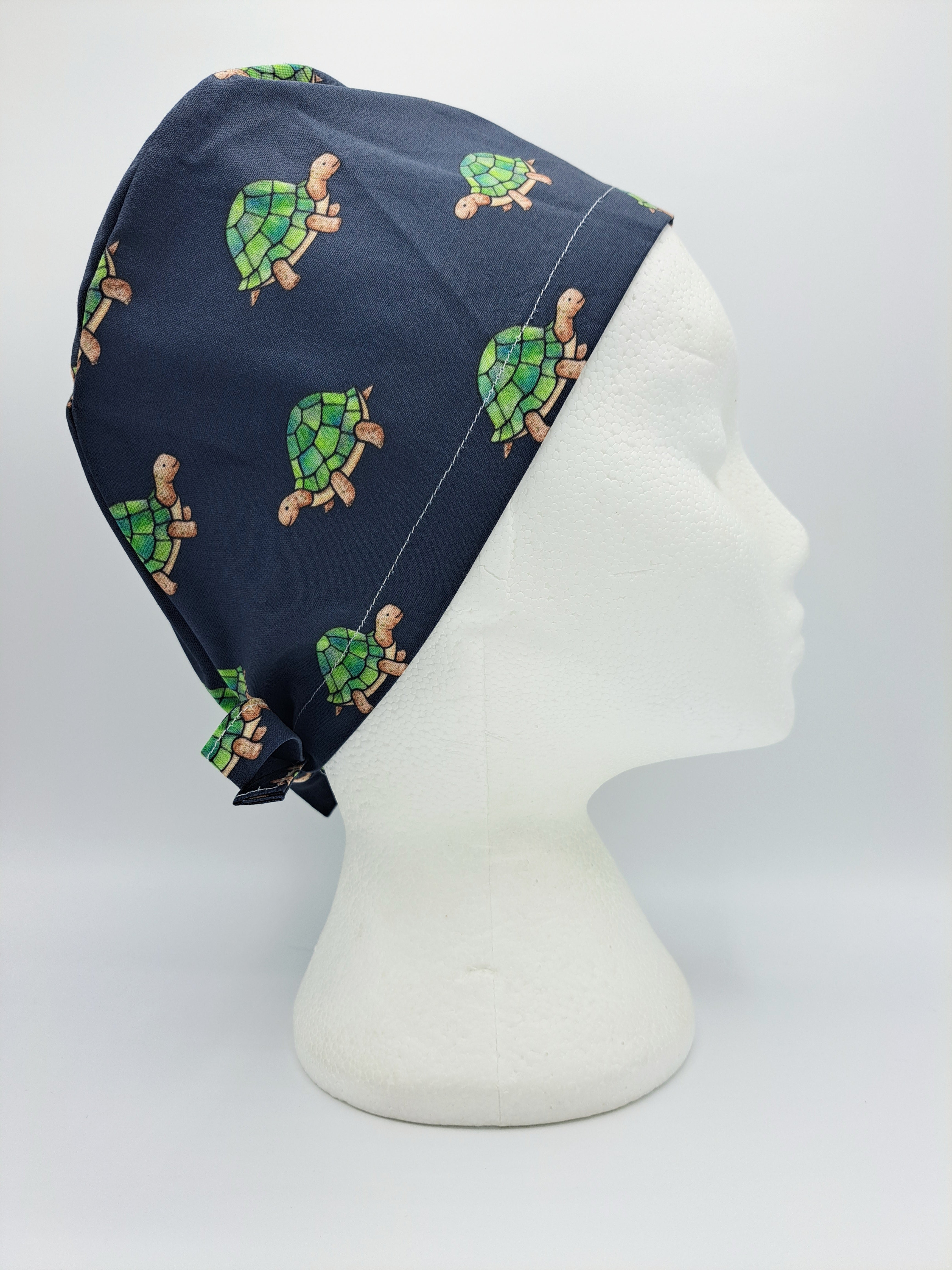 Tortoises on Navy Scrub Hat Cap