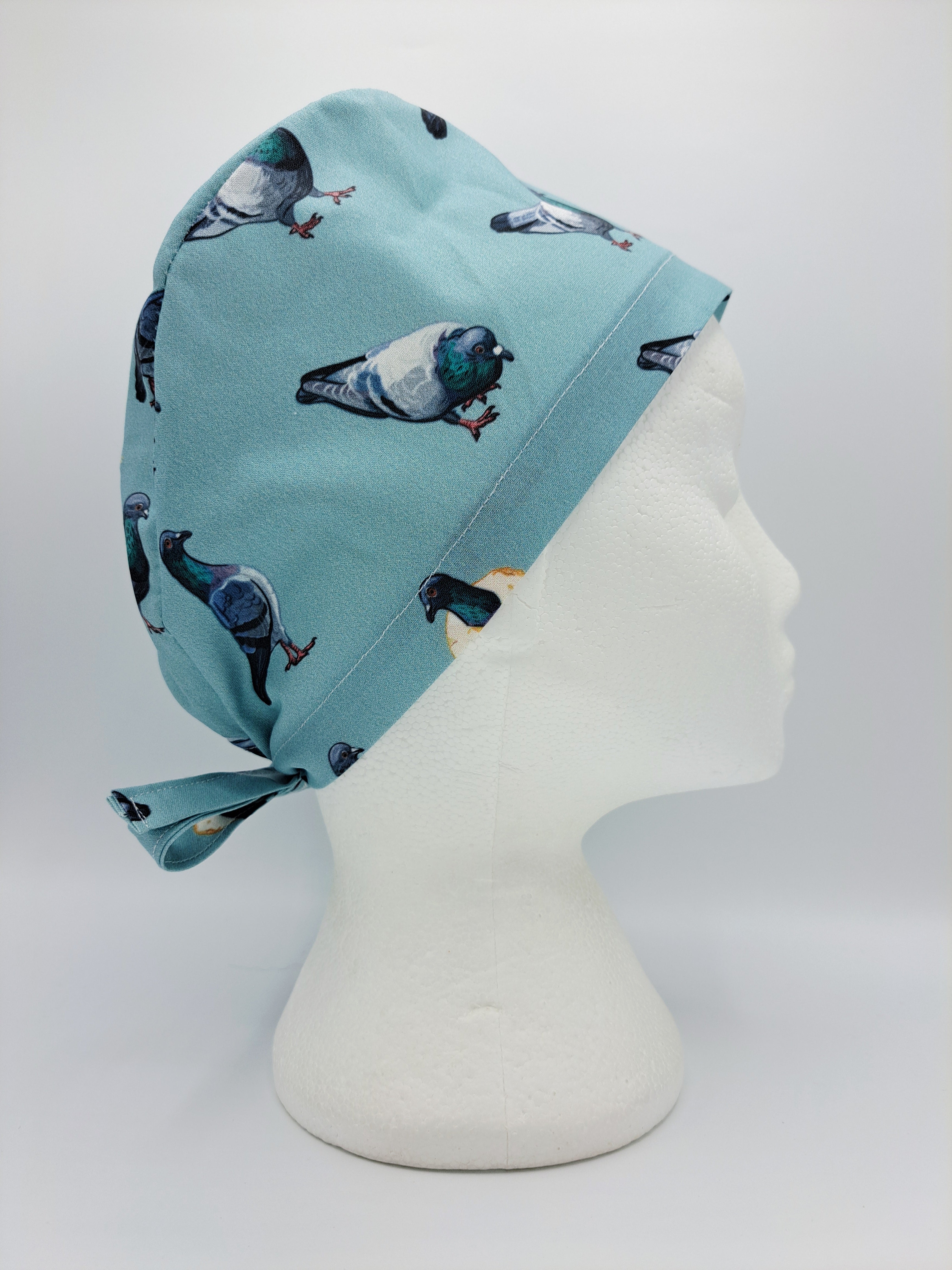 Pigeons on Green Scrub Hat Cap