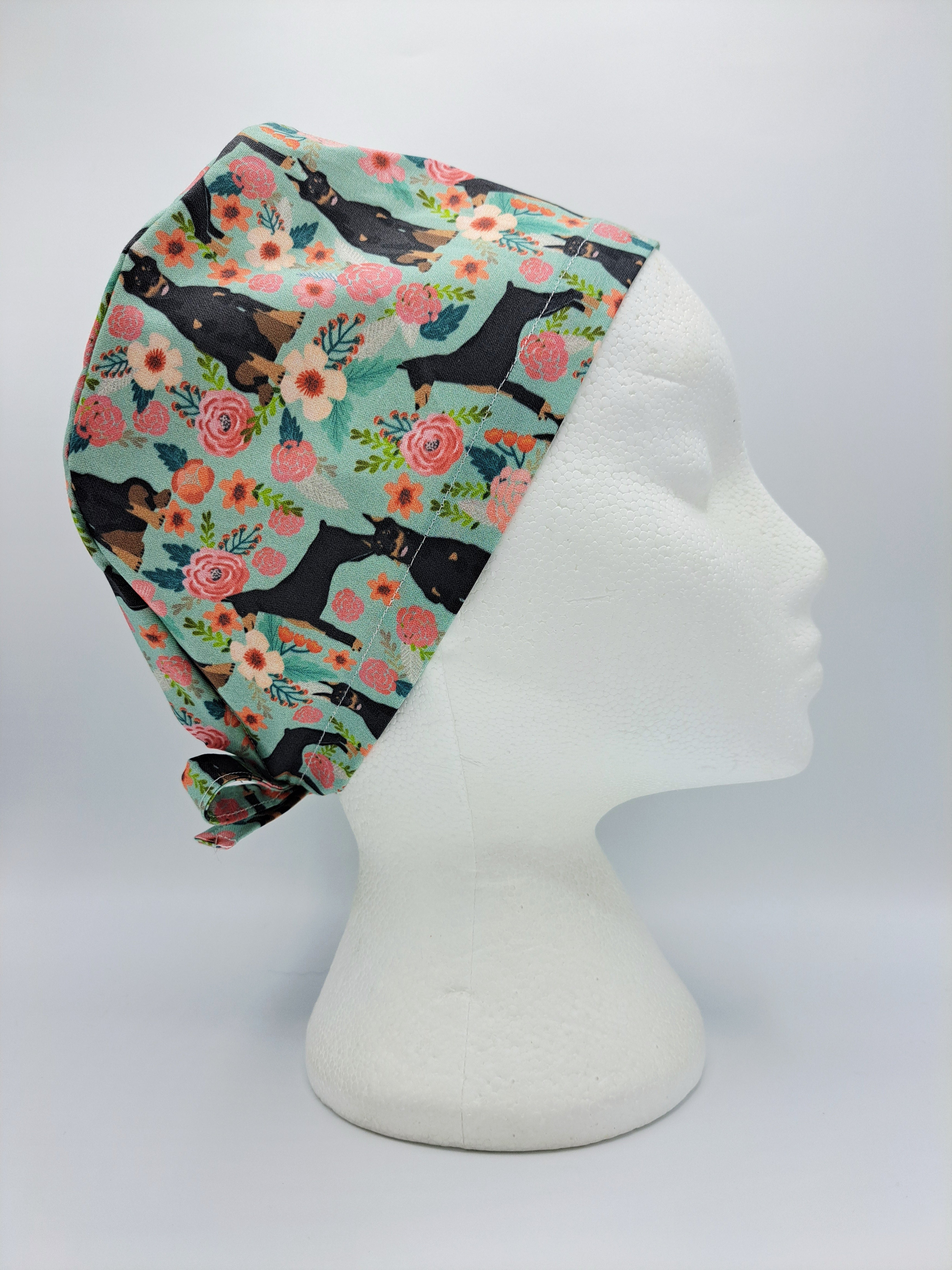 Dobermans on Mint Scrub Hat Cap