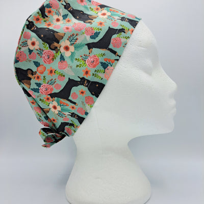 Dobermans on Mint Scrub Hat Cap
