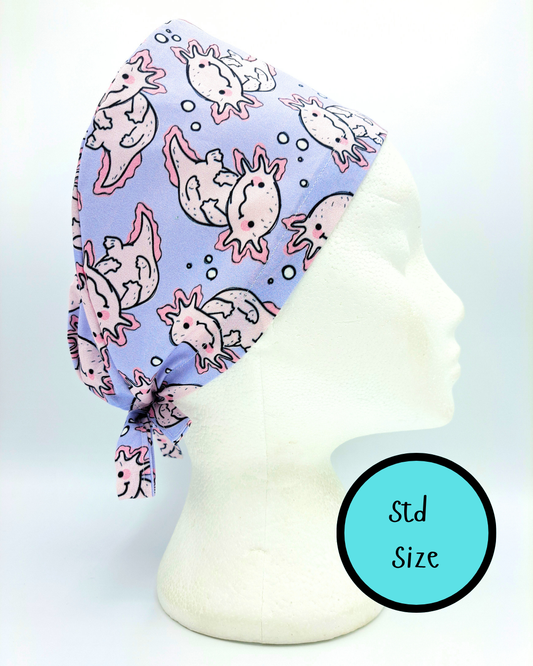 Axolotyls on Lavender Scrub Hat Cap