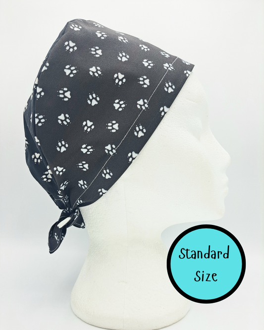 Black And White Paw Scrub Hat Cap