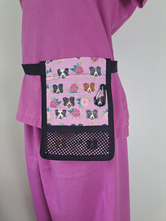Border Collies on Pink Nurse Pocket Organiser