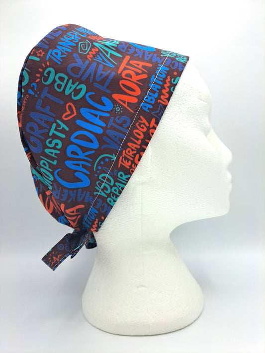 Cardiac Scribbles Scrub Hat Cap