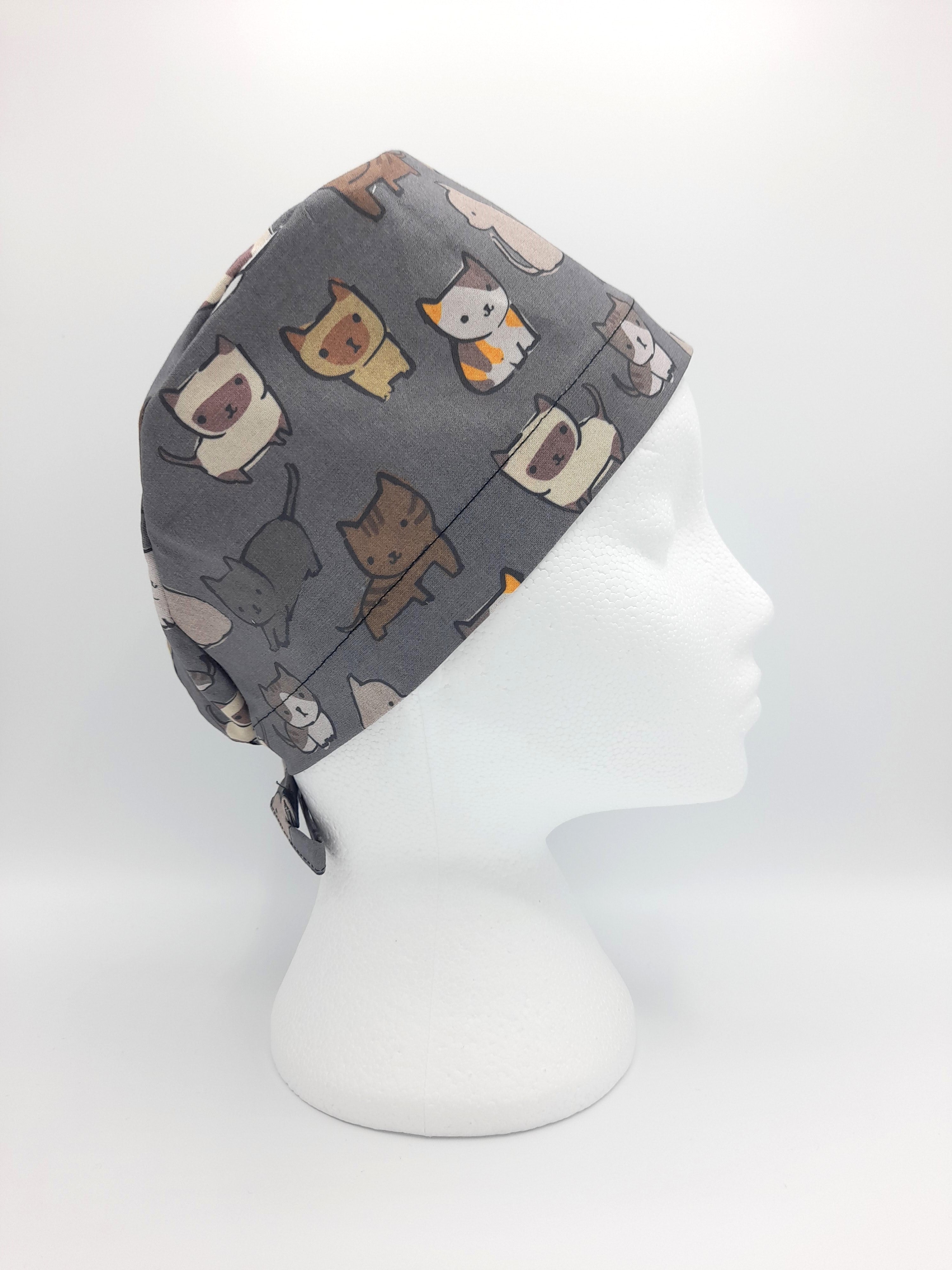 Charcoal Cats Scrub Hat Cap