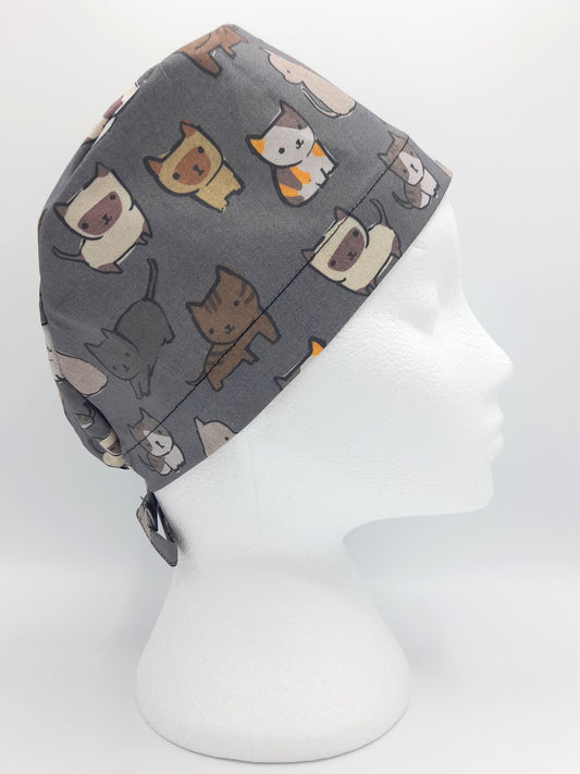 Charcoal Cats Scrub Hat Cap