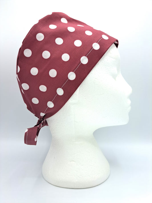 Crimson Polkadots Scrub Hat Cap