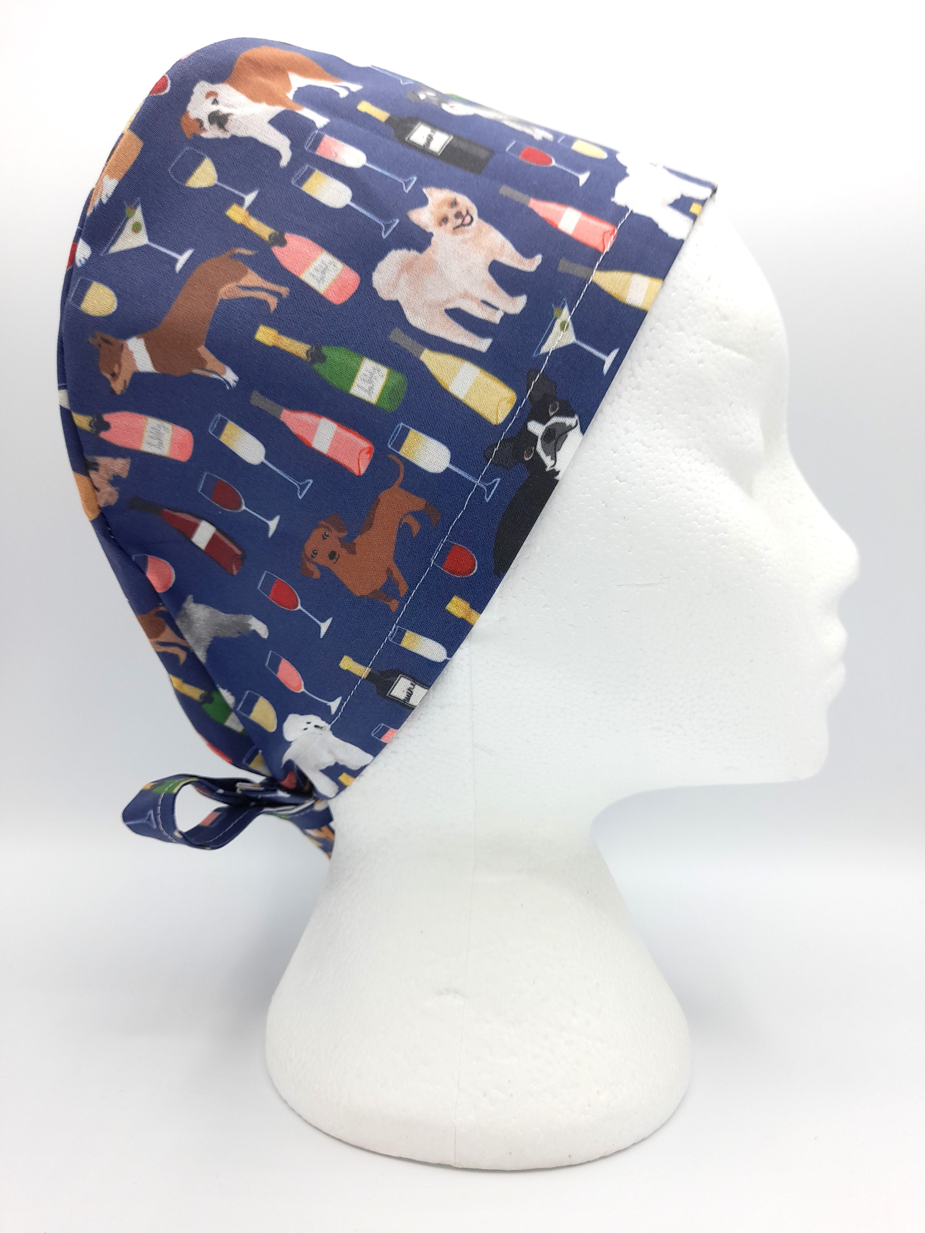 Dogs and Wine Scrub Hat Cap