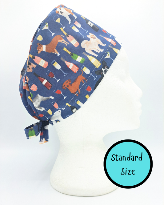 Dogs and Wine Scrub Hat Cap