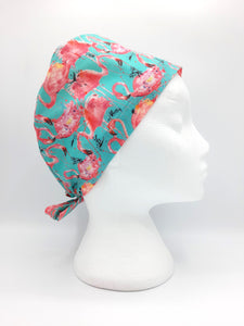 Flamingo Flurry Scrub Hat Cap