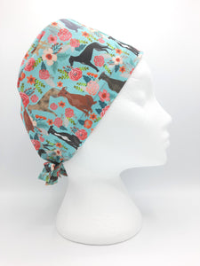 Floral Greyhound Scrub Hat Cap