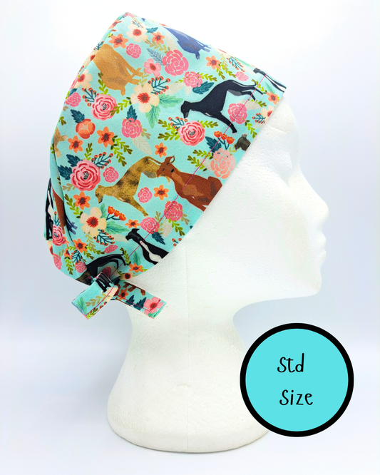 Floral Greyhound Scrub Hat Cap