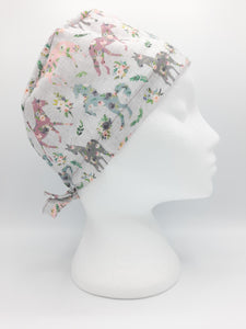 Floral Horses Scrub Hat Cap