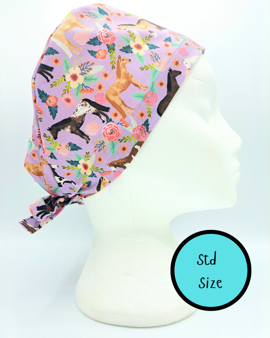 Horses on Pink Scrub Hat Cap