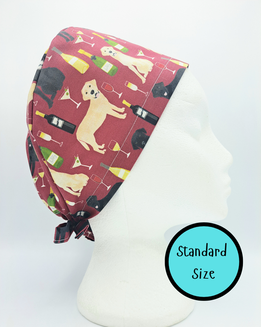Labradors and Wine Scrub Hat Cap