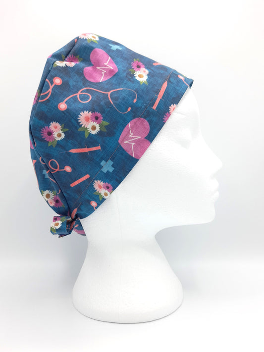 Nurses Stethoscopes and Hearts Scrub Hat