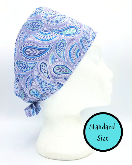 Purple Paisley Scrub Hat Cap