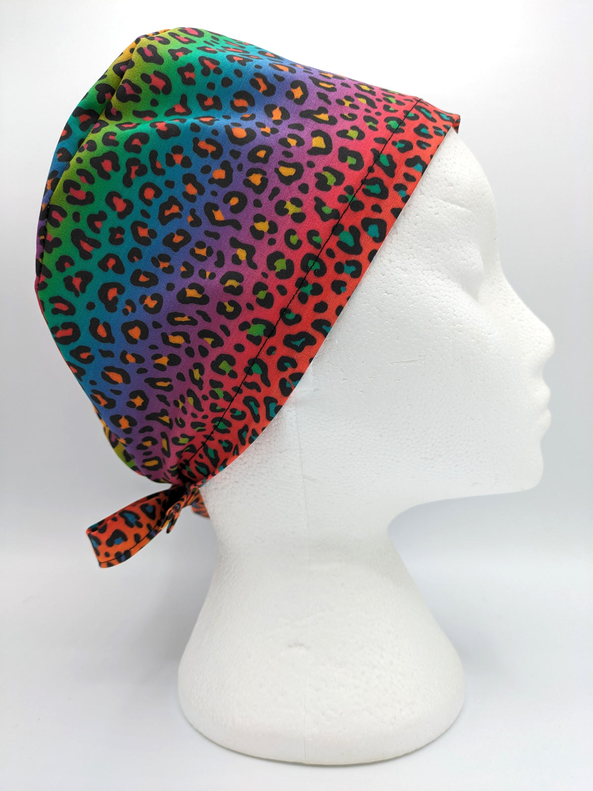 Rainbow Leopard Pride Scrub Hat Cap