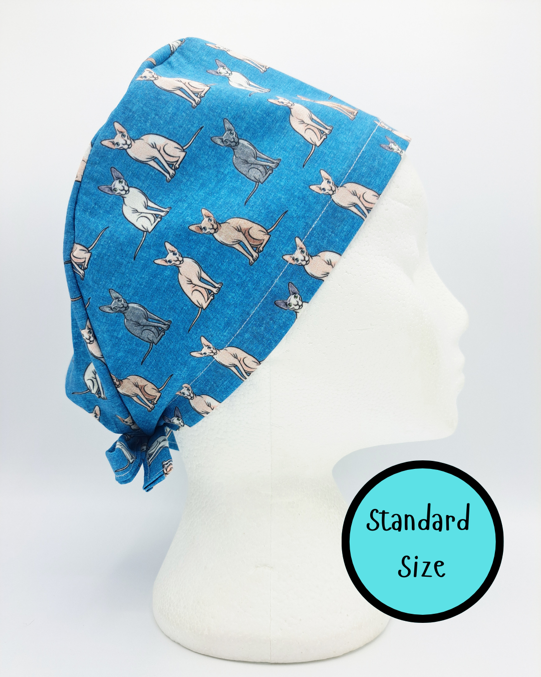 Sphynx on Blue Scrub Hat Cap