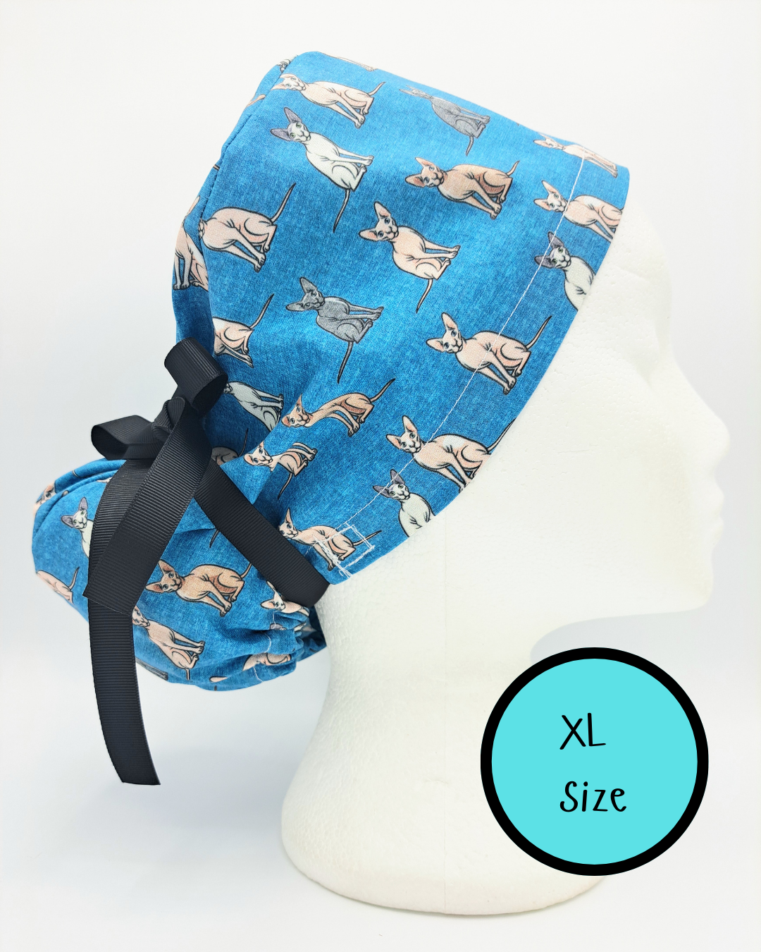 Sphynx on Blue Scrub Hat Cap