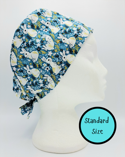White Bunnies Scrub Hat Cap