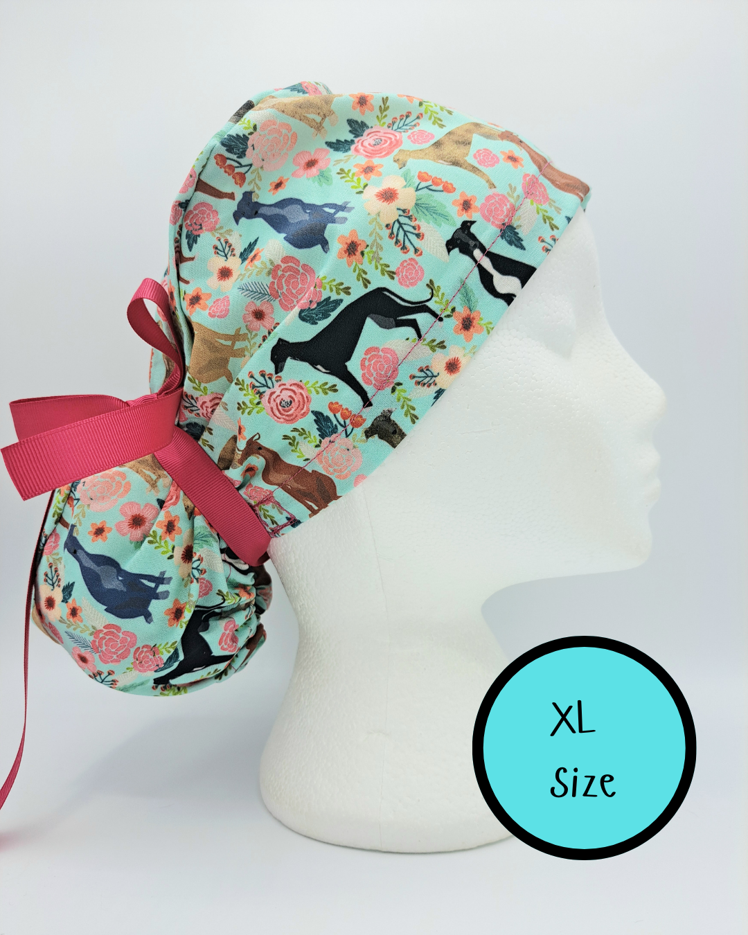 Floral Greyhound Scrub Hat Cap