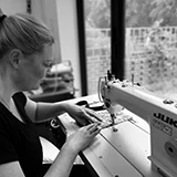 Scrub hat being sewn